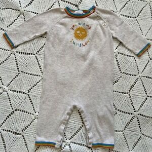100% Cotton 6-12 M Angel Dear Baby Romper Sun Rainbow  Vintage Style Embroidered